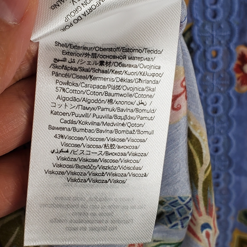 Farm Rio Superbloom Tapestry Top Boho Feminine Blue Small 253 - Picture 9 of 10